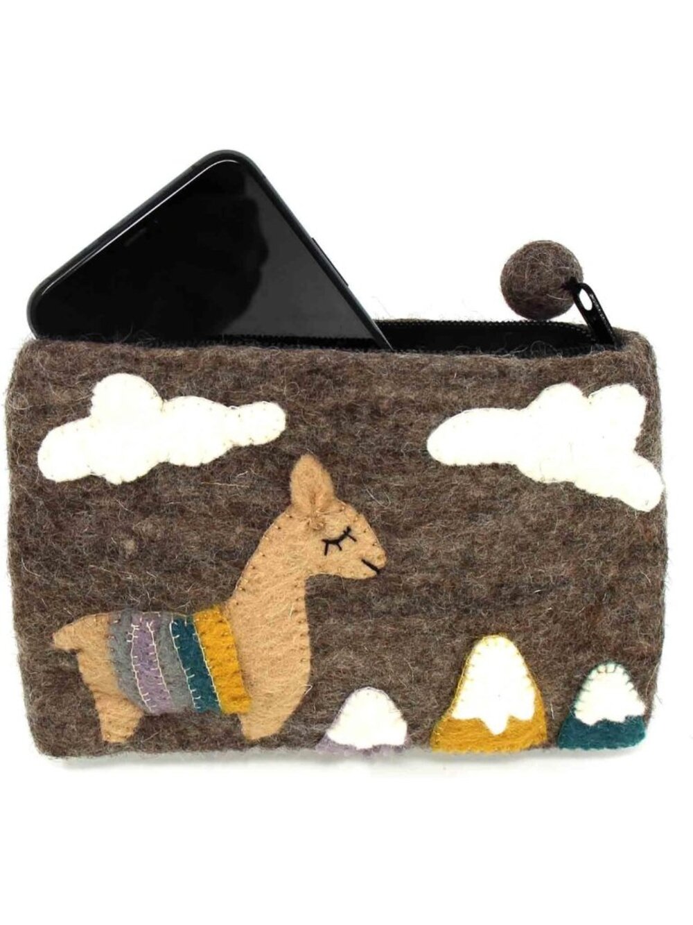 Handmade Llama Felt Zipper Pouch | Eco-Friendly New Zealand Wool Accessory